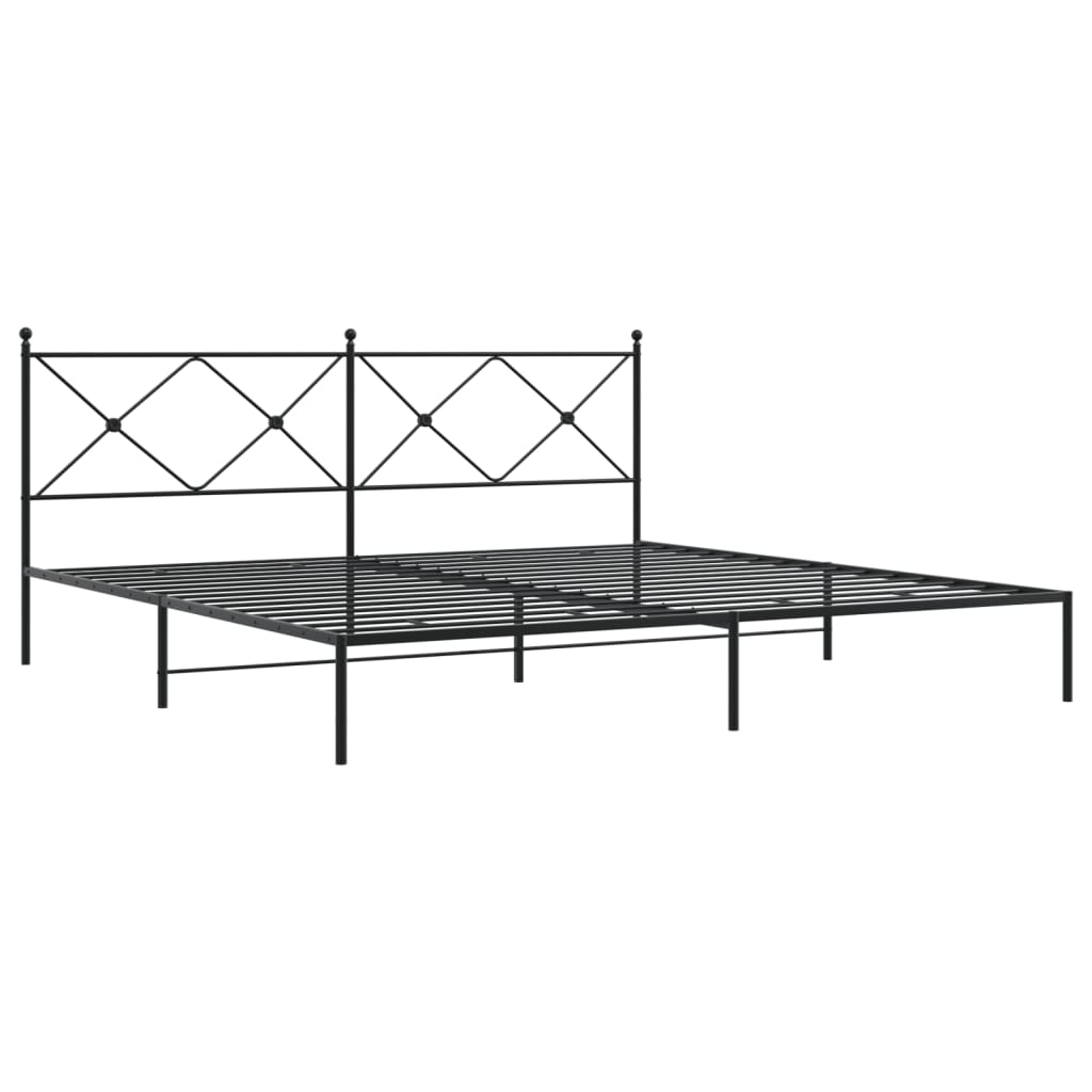 Sengeramme i metall med sengegavl svart 193x203 cm