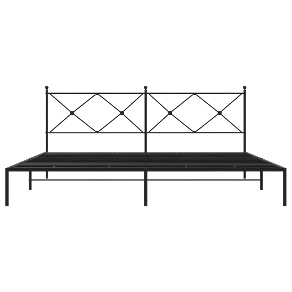 Sengeramme i metall med sengegavl svart 193x203 cm