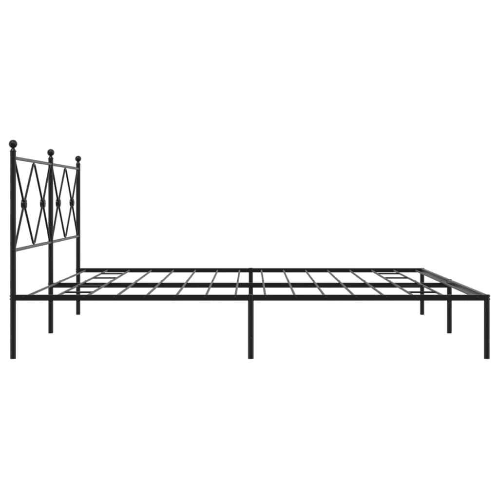 Sengeramme i metall med sengegavl svart 193x203 cm