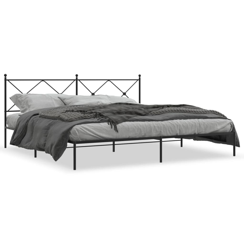 Sengeramme i metall med sengegavl svart 193x203 cm