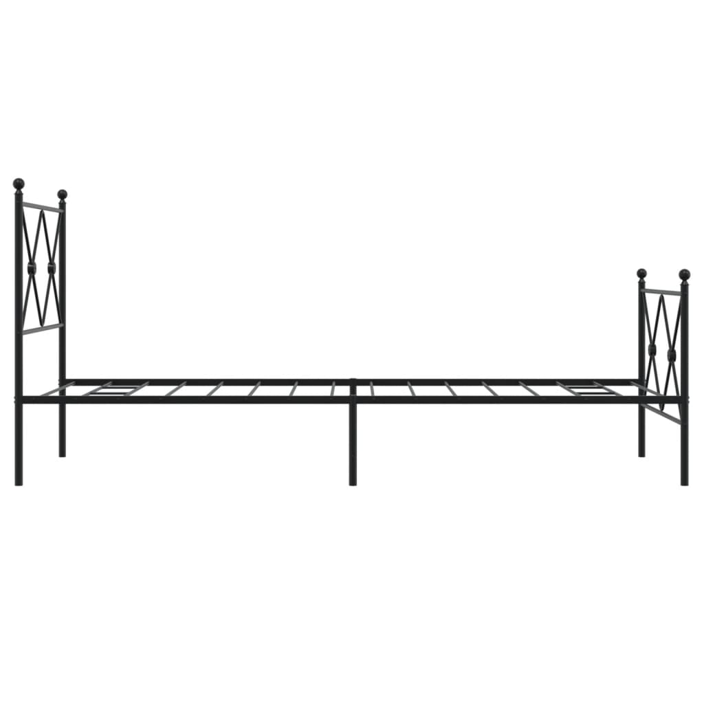 Sengeramme i metall med hode- og fotgavl svart 80x200 cm