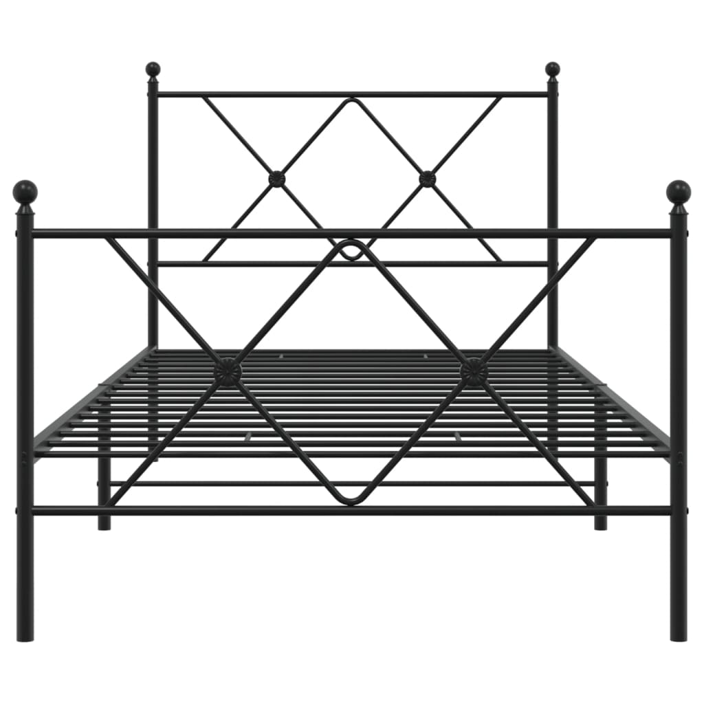 Sengeramme i metall med hode- og fotgavl svart 90x200 cm