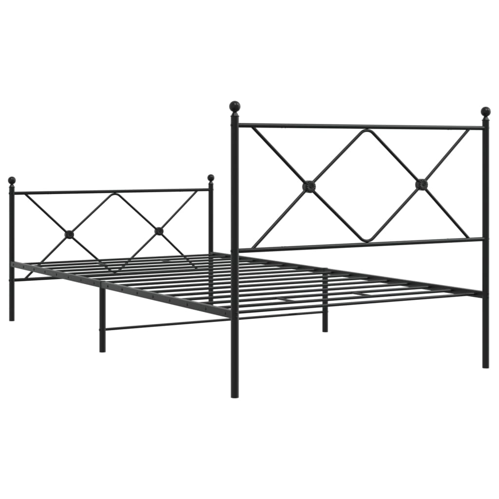 Sengeramme i metall med hode- og fotgavl svart 100x190 cm