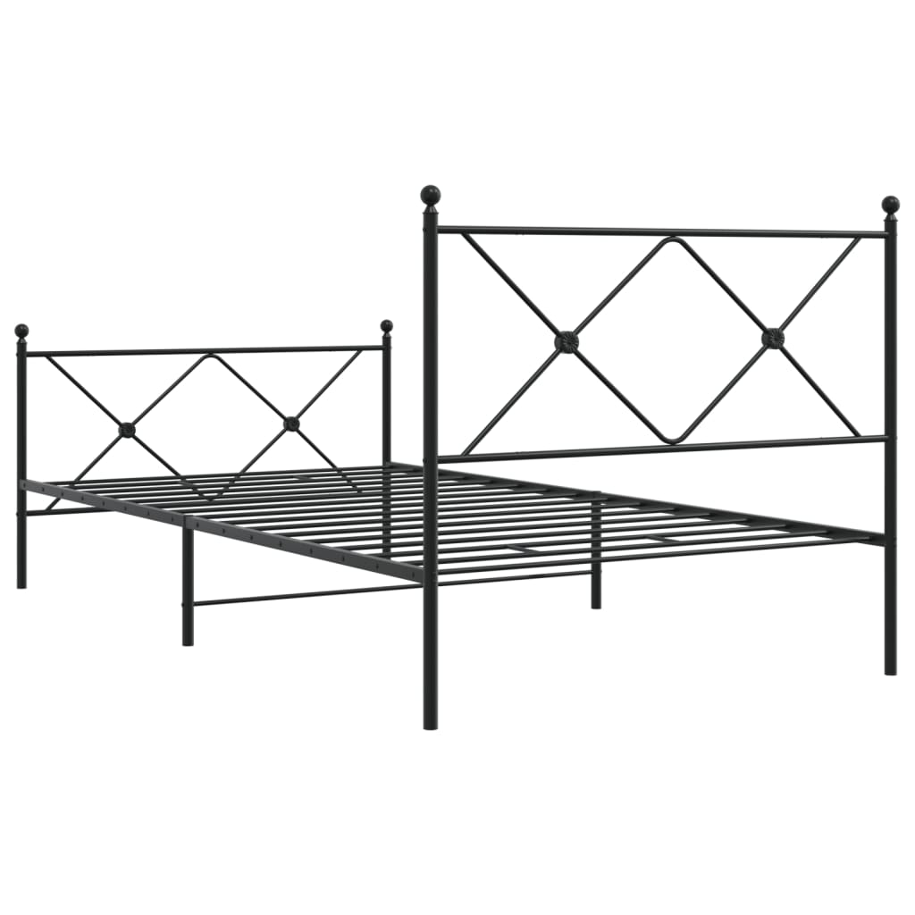 Sengeramme i metall med hode- og fotgavl svart 100x200 cm