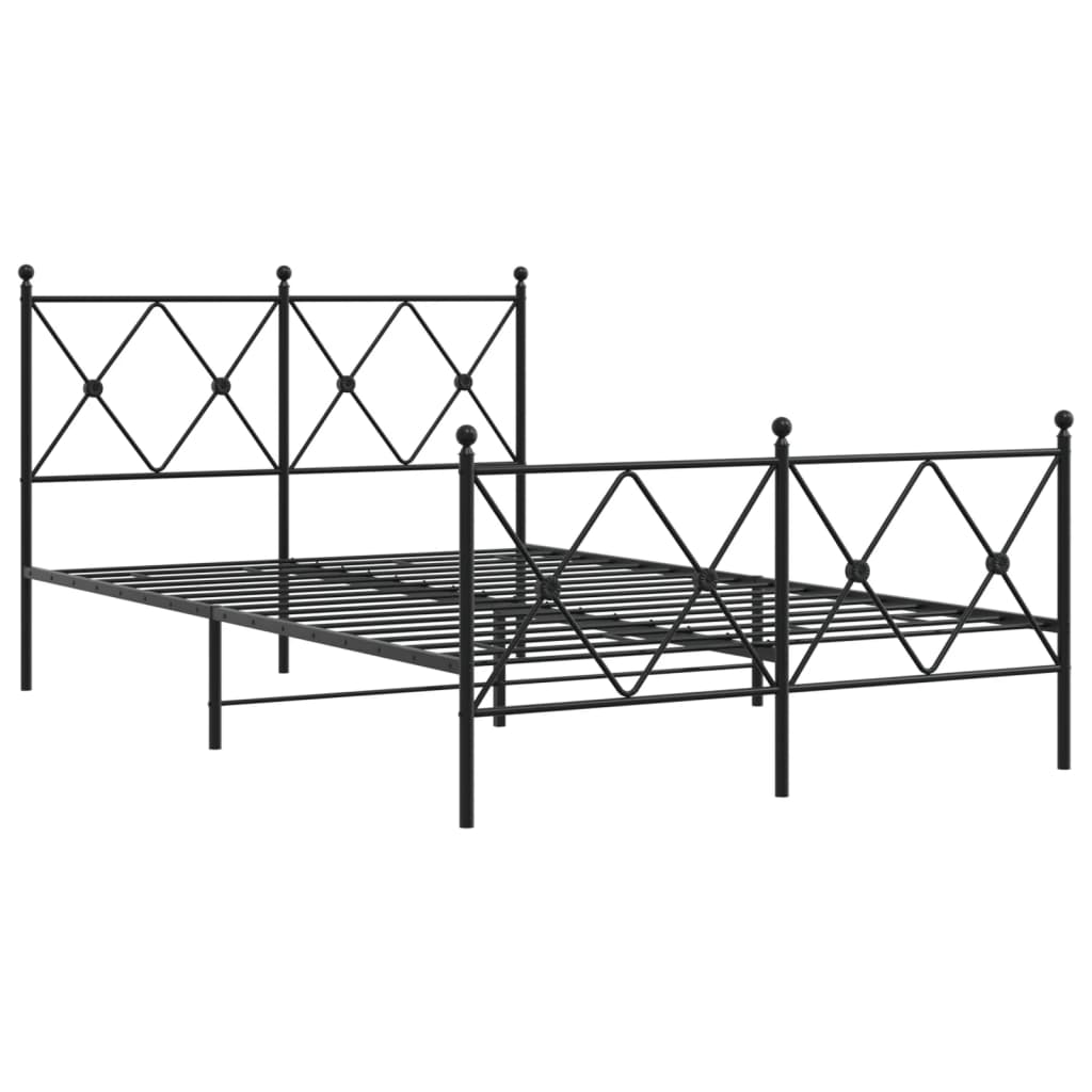 Sengeramme i metall med hode- og fotgavl svart 120x190 cm
