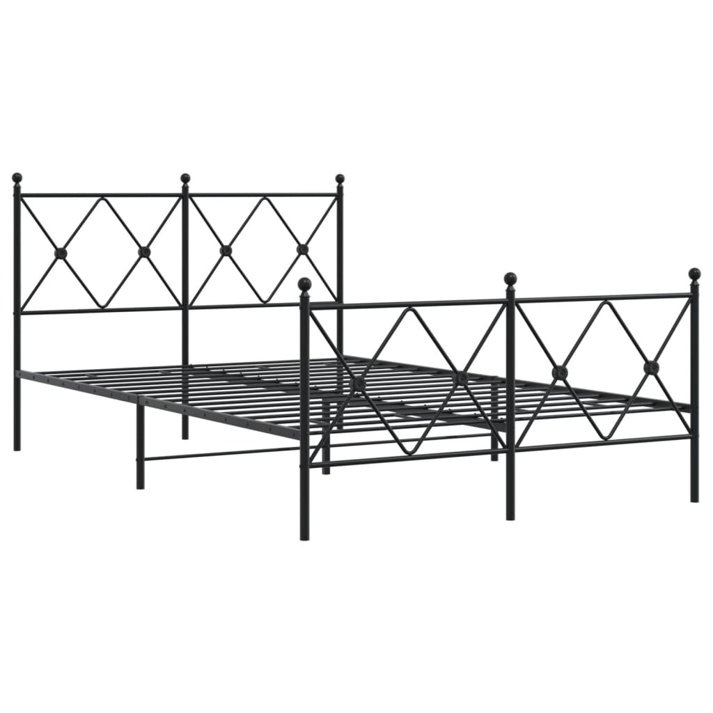Sengeramme i metall med hode- og fotgavl svart 120x200 cm