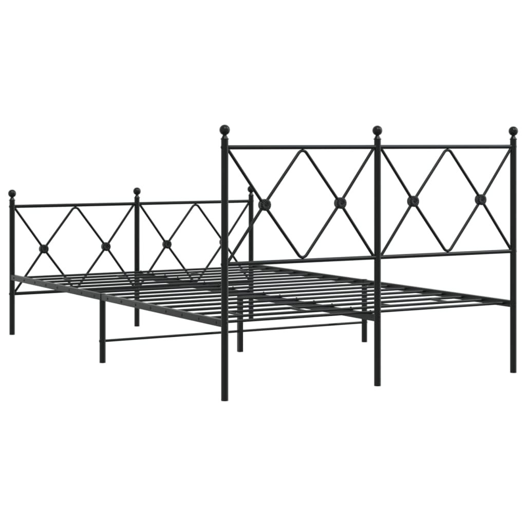 Sengeramme i metall med hode- og fotgavl svart 120x200 cm