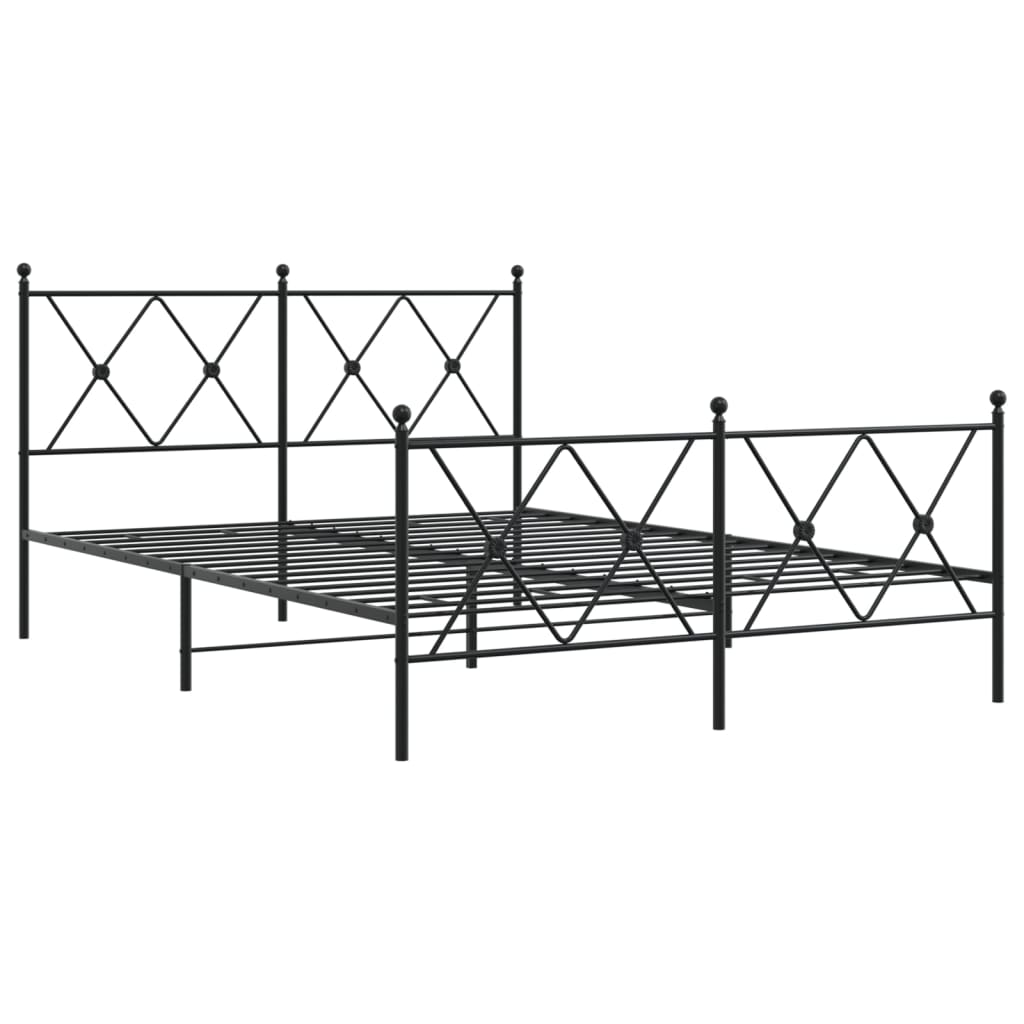 Sengeramme i metall med hode- og fotgavl svart 137x190 cm