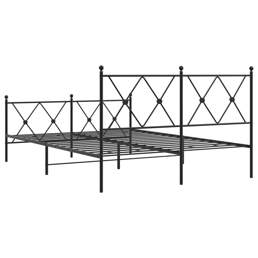 Sengeramme i metall med hode- og fotgavl svart 137x190 cm