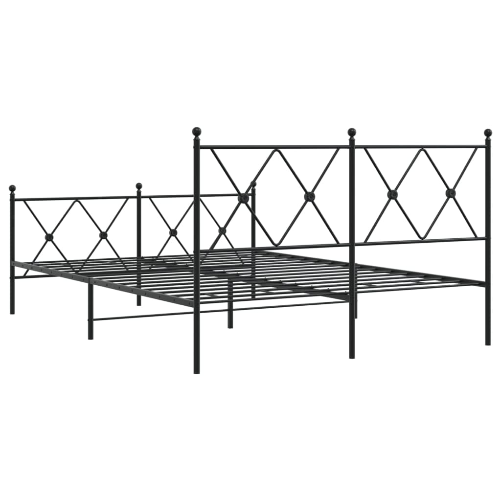 Sengeramme i metall med hode- og fotgavl svart 140x190 cm