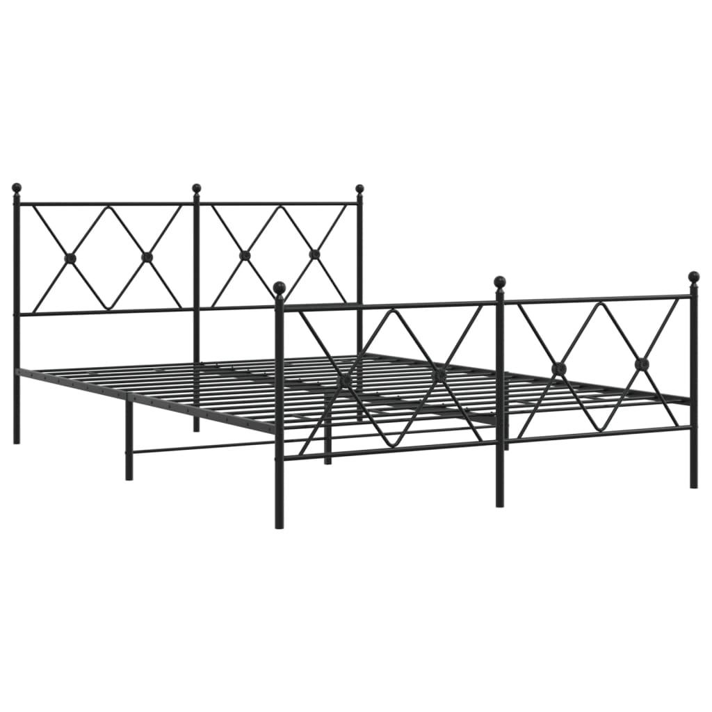 Sengeramme i metall med hode- og fotgavl svart 140x200 cm