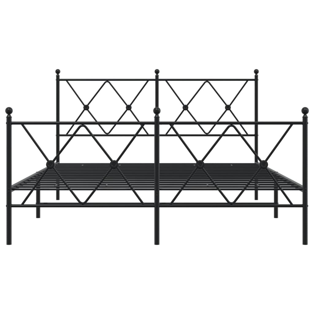 Sengeramme i metall med hode- og fotgavl svart 140x200 cm