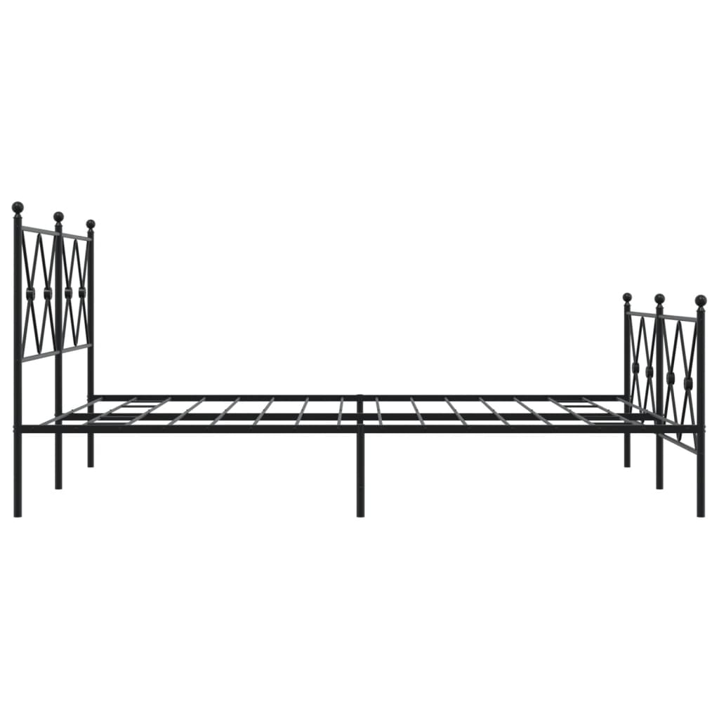 Sengeramme i metall med hode- og fotgavl svart 140x200 cm