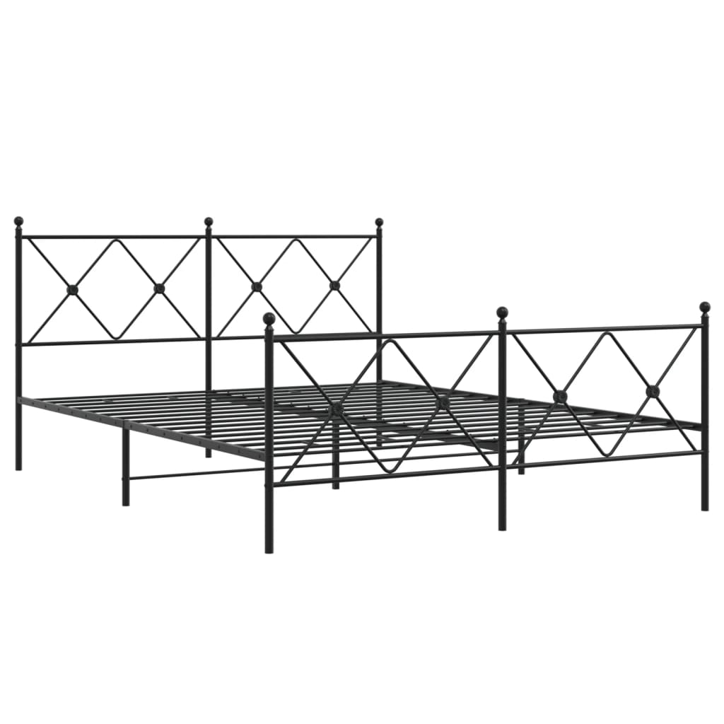 Sengeramme i metall med hode- og fotgavl svart 150x200 cm