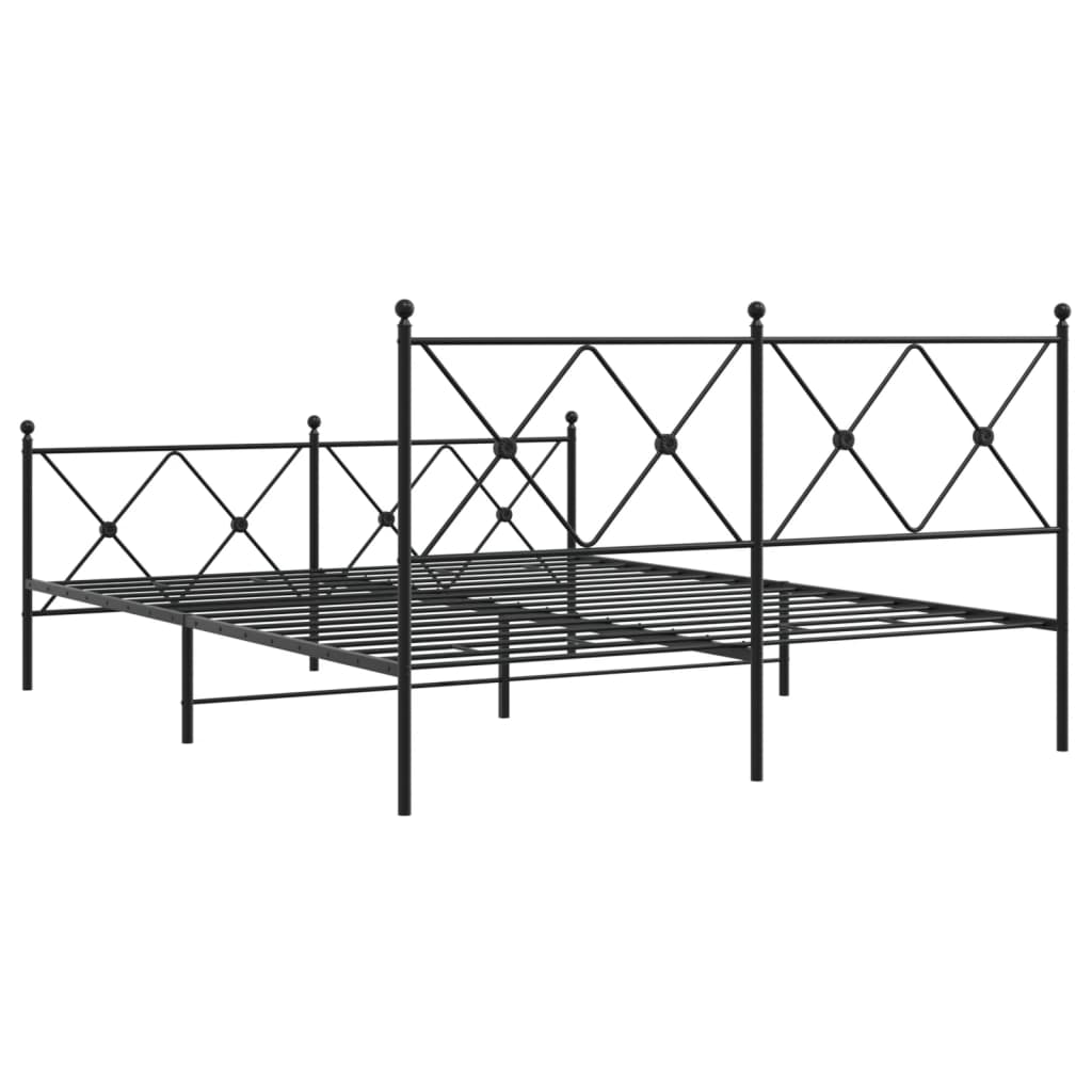 Sengeramme i metall med hode- og fotgavl svart 150x200 cm
