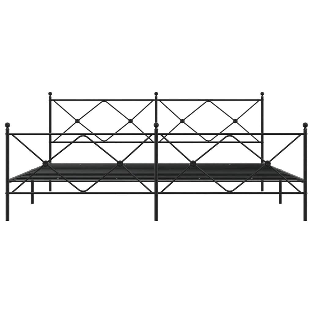 Sengeramme i metall med hode- og fotgavl svart 193x203 cm