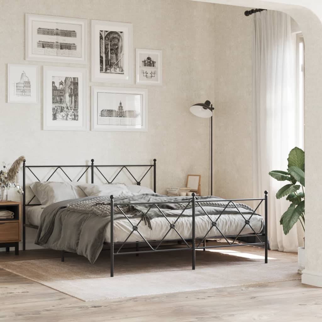Utskiftbar sengegavl i metall svart 160 cm