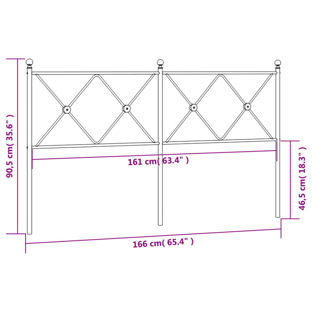 Utskiftbar sengegavl i metall svart 160 cm