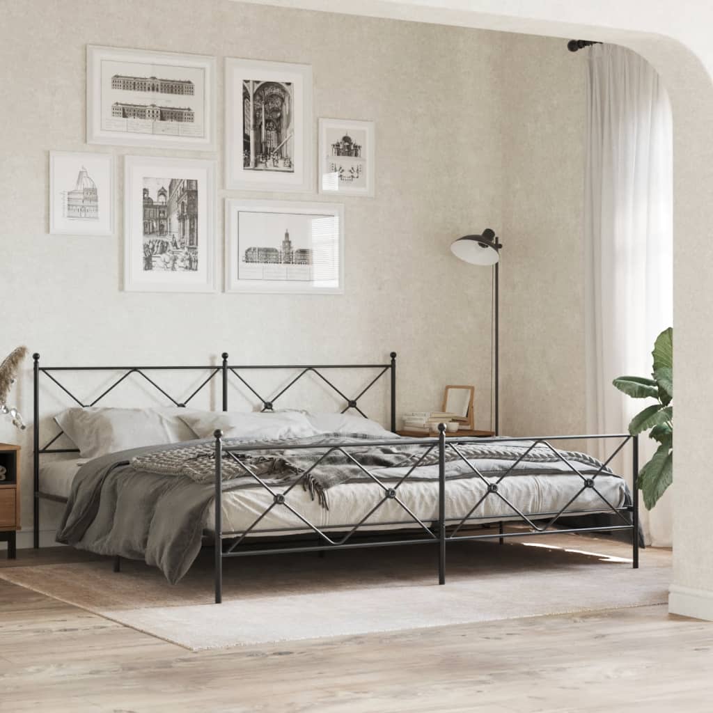 Utskiftbar sengegavl i metall svart 193 cm