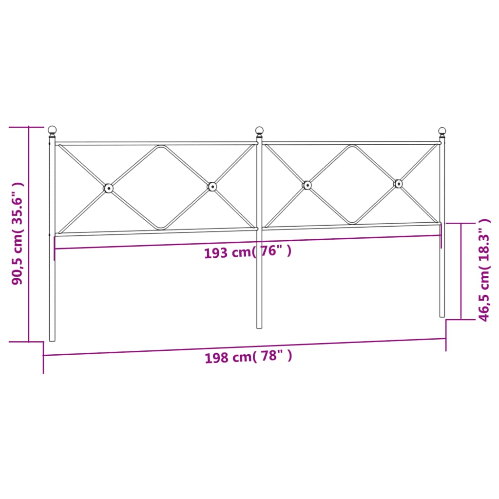 Utskiftbar sengegavl i metall svart 193 cm
