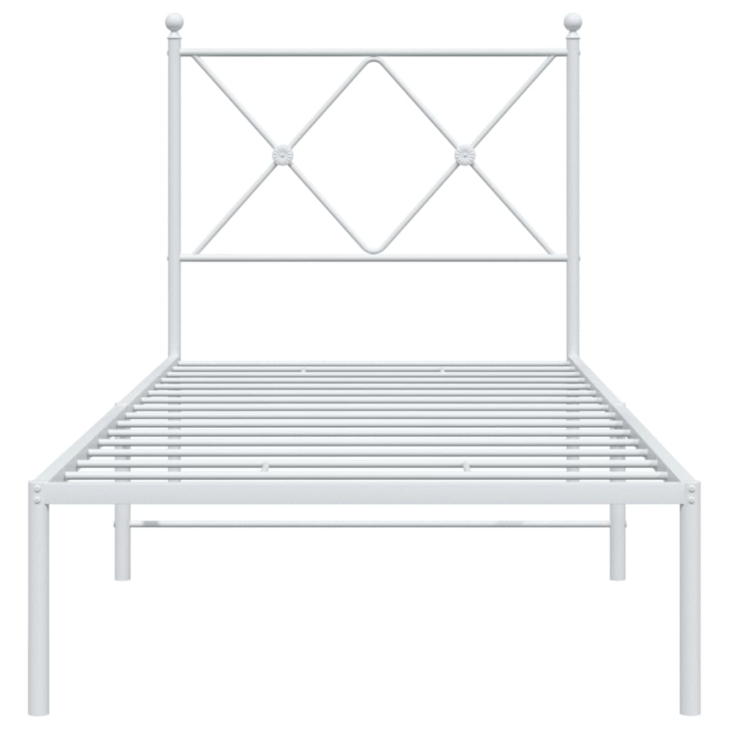 Sengeramme i metall uten madrass med hodegavl hvit 75x190 cm