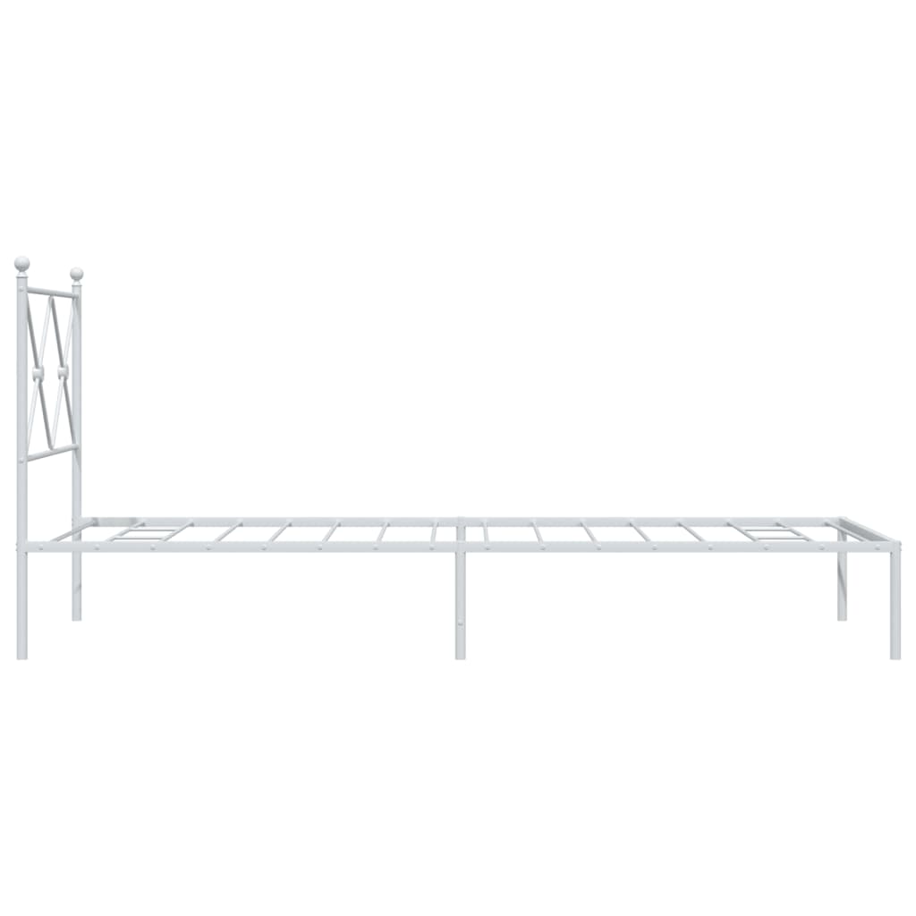 Sengeramme i metall uten madrass med hodegavl hvit 75x190 cm