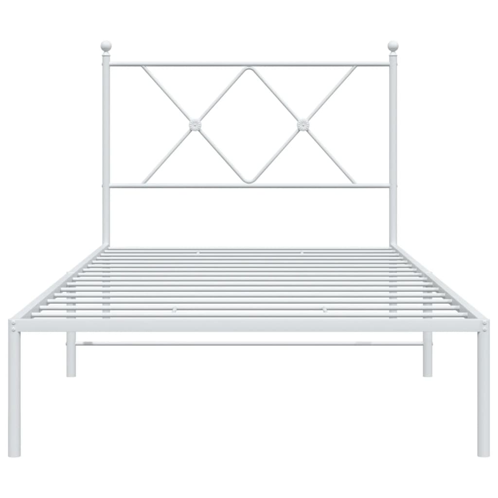 Sengeramme i metall med hodegavl hvit 90x200 cm