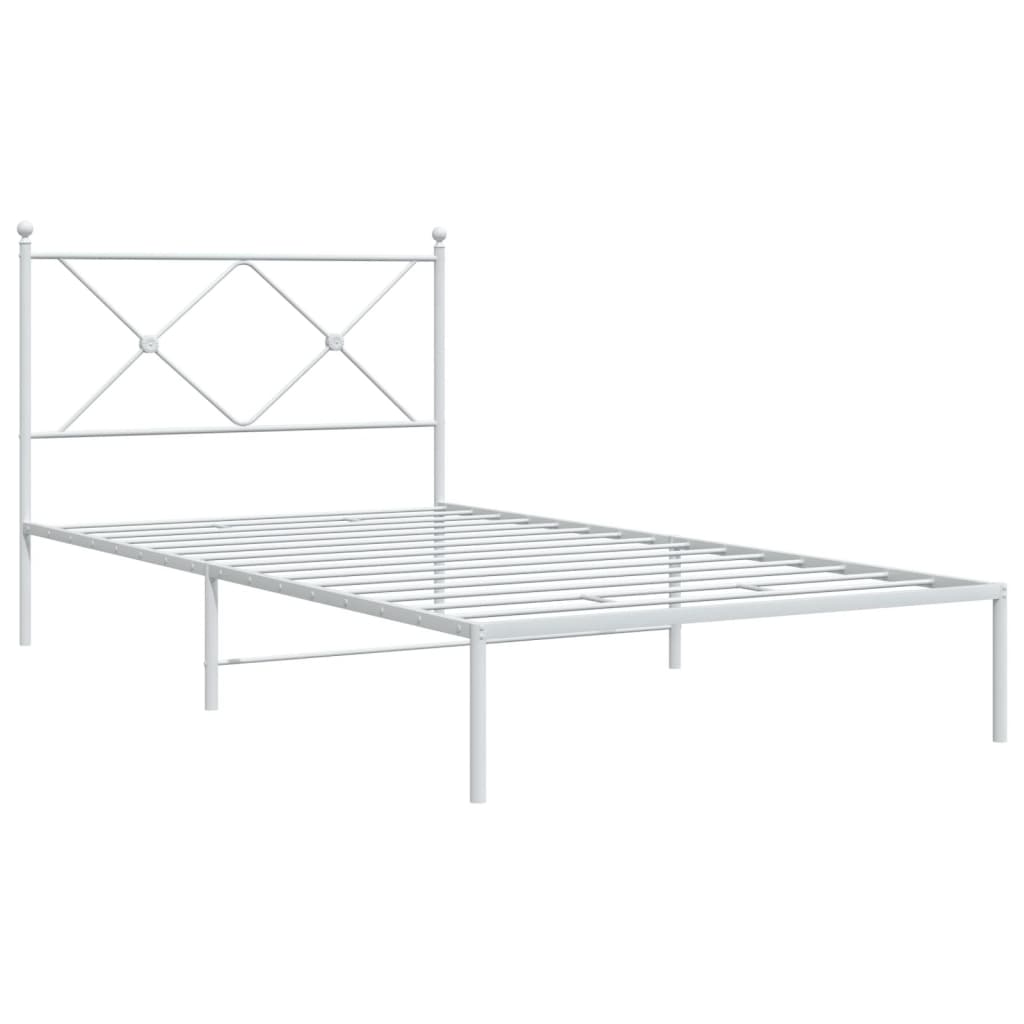 Sengeramme i metall med hodegavl hvit 100x200 cm
