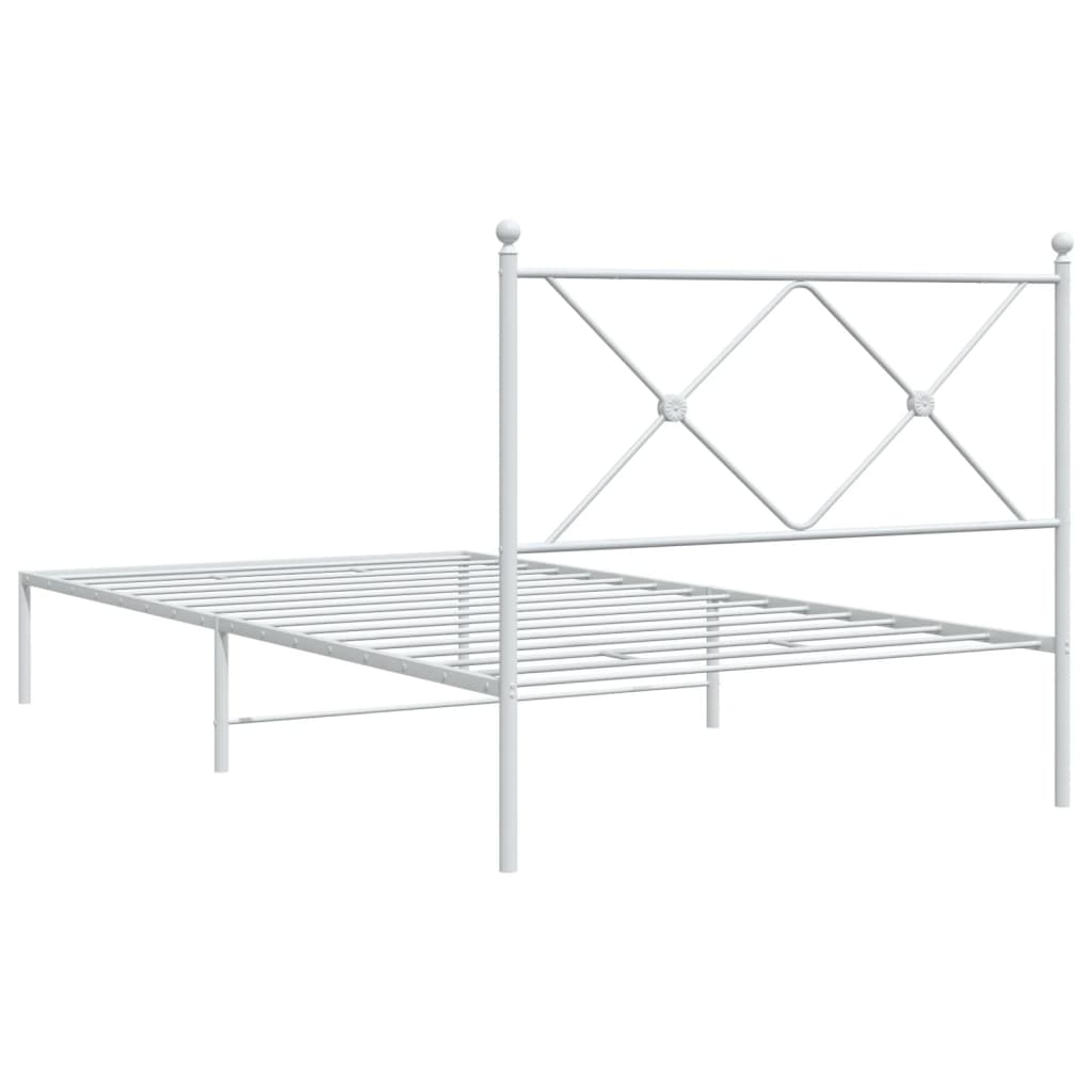 Sengeramme i metall med hodegavl hvit 100x200 cm