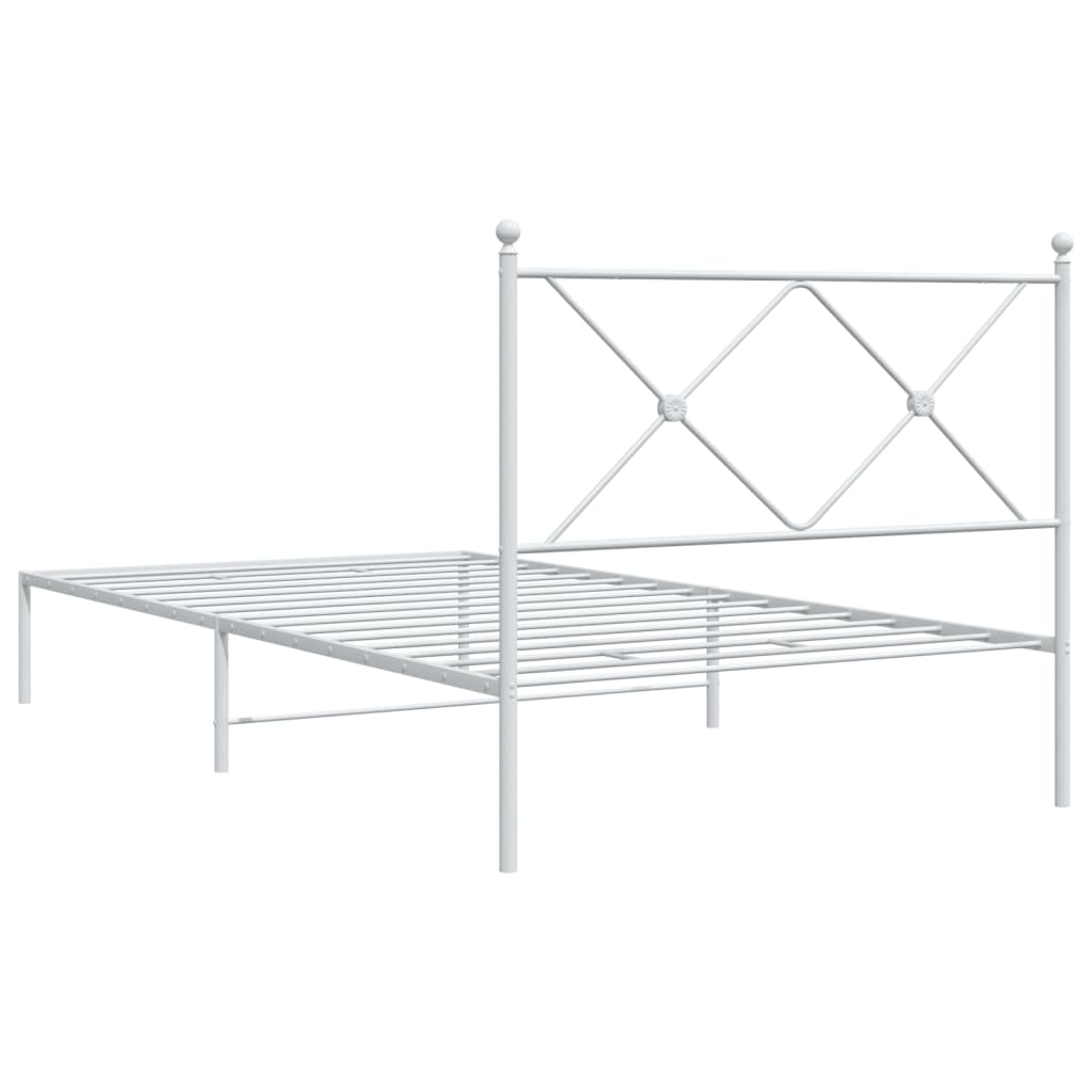 Sengeramme i metall med hodegavl hvit 107x203 cm