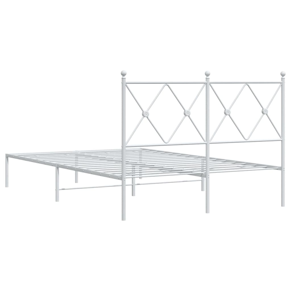 Sengeramme i metall med hodegavl hvit 120x190 cm