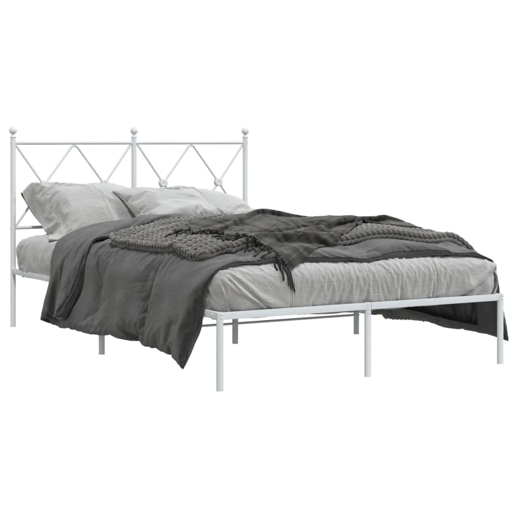 Sengeramme i metall med hodegavl hvit 120x190 cm