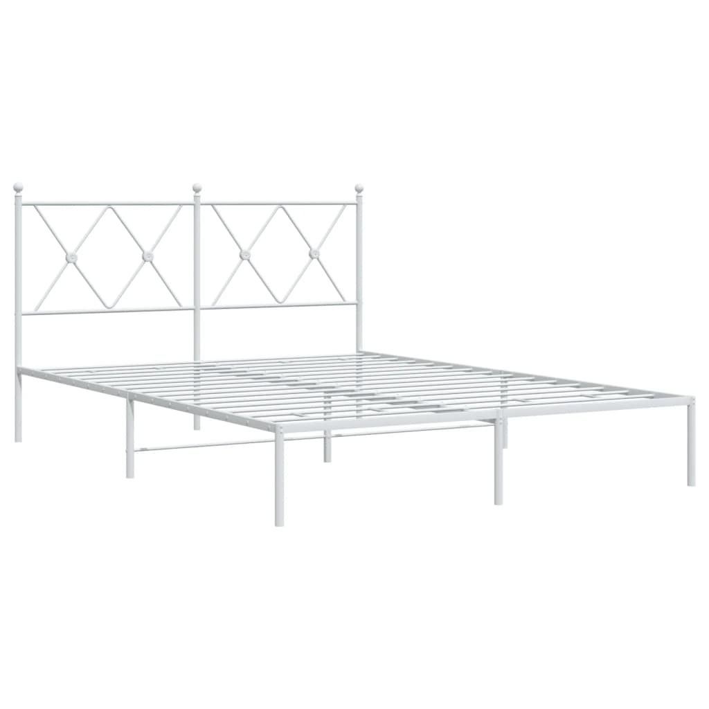 Sengeramme i metall med hodegavl hvit 140x190 cm