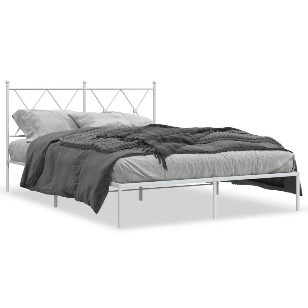 Sengeramme i metall med hodegavl hvit 140x190 cm