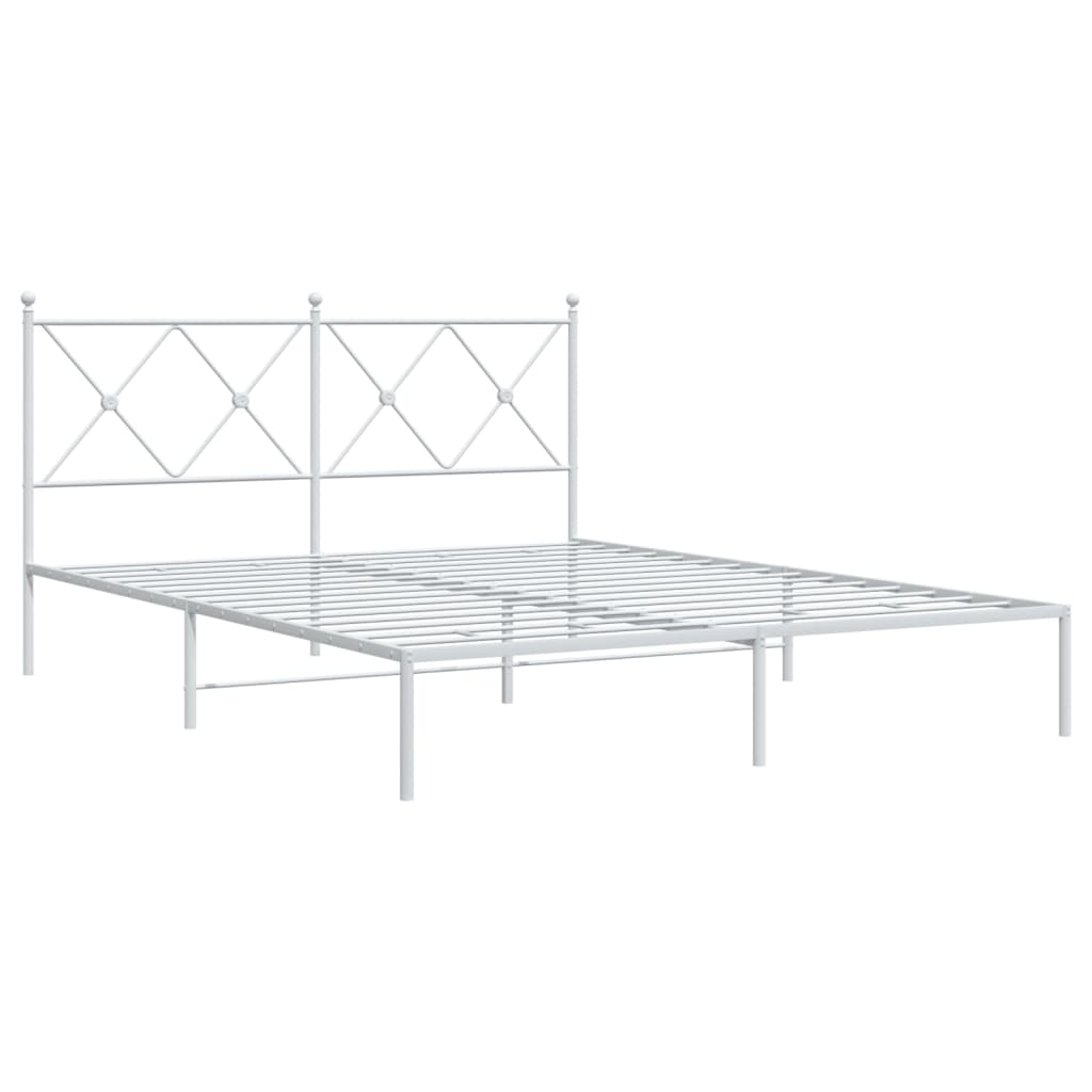 Sengeramme i metall med sengegavl hvit 150x200 cm