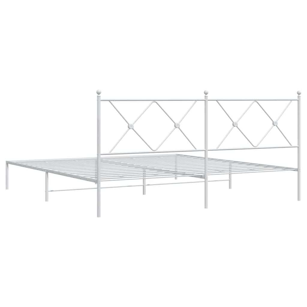 Sengeramme i metall med sengegavl hvit 180x200 cm
