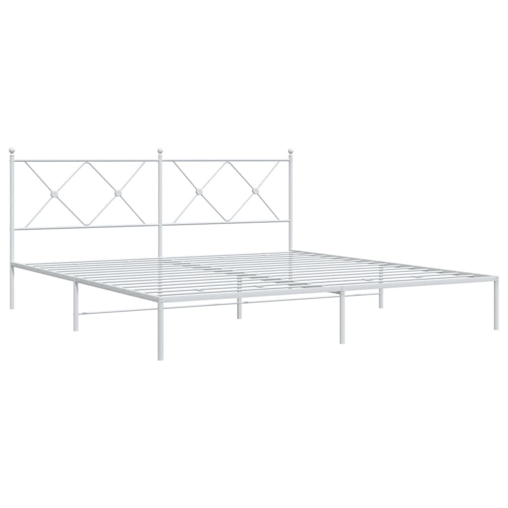 Sengeramme i metall med hodegavl hvit 183x213 cm