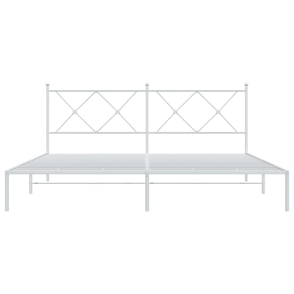 Sengeramme i metall med hodegavl hvit 183x213 cm