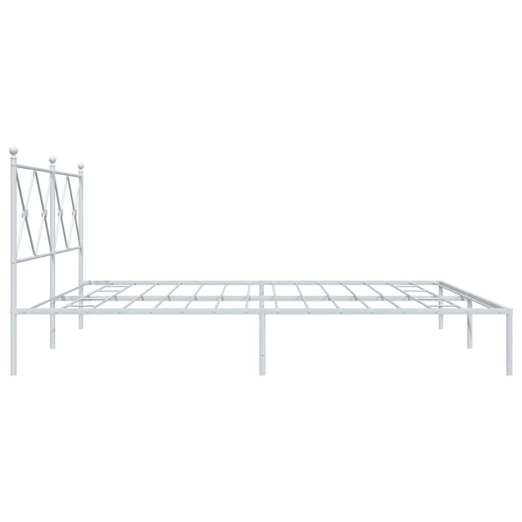 Sengeramme i metall med hodegavl hvit 193x203 cm