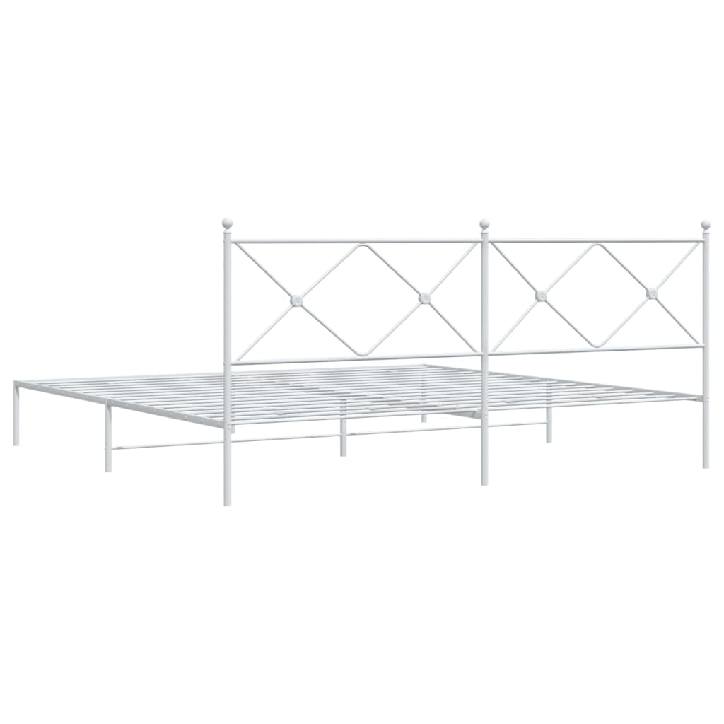 Sengeramme i metall med hodegavl hvit 193x203 cm