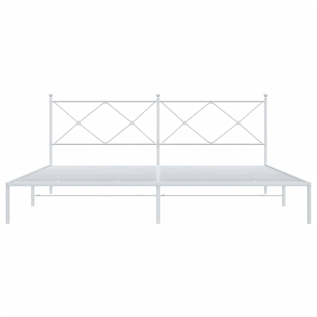 Sengeramme i metall med sengegavl hvit 200x200 cm
