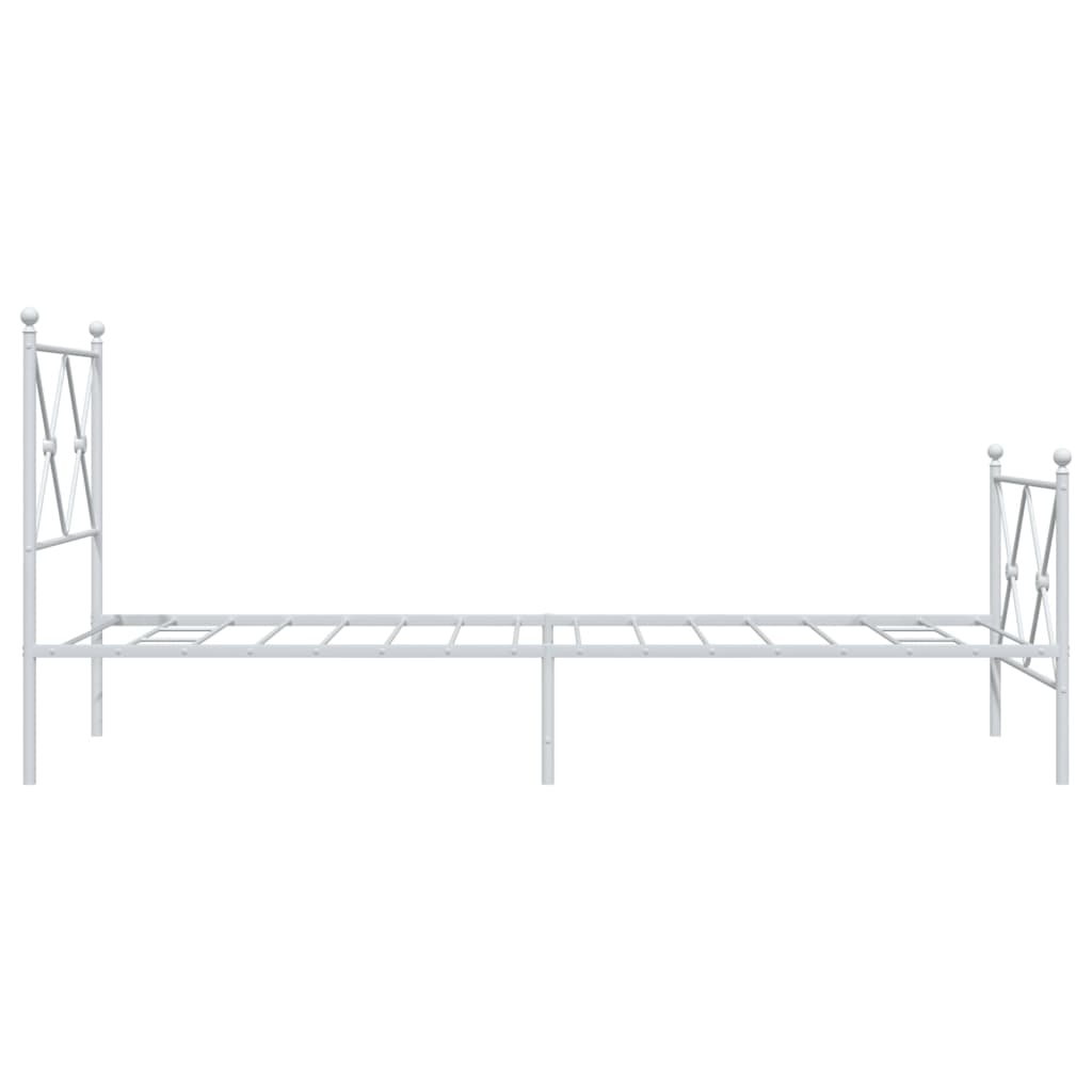Sengeramme i metall med hode- og fotgavl hvit 75x190 cm