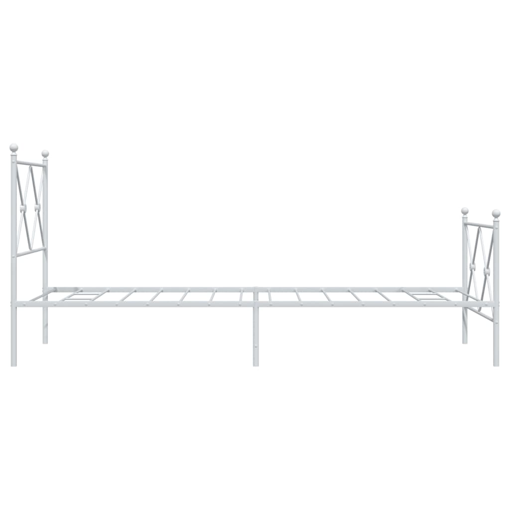 Sengeramme i metall med hode- og fotgavl hvit 80x200 cm