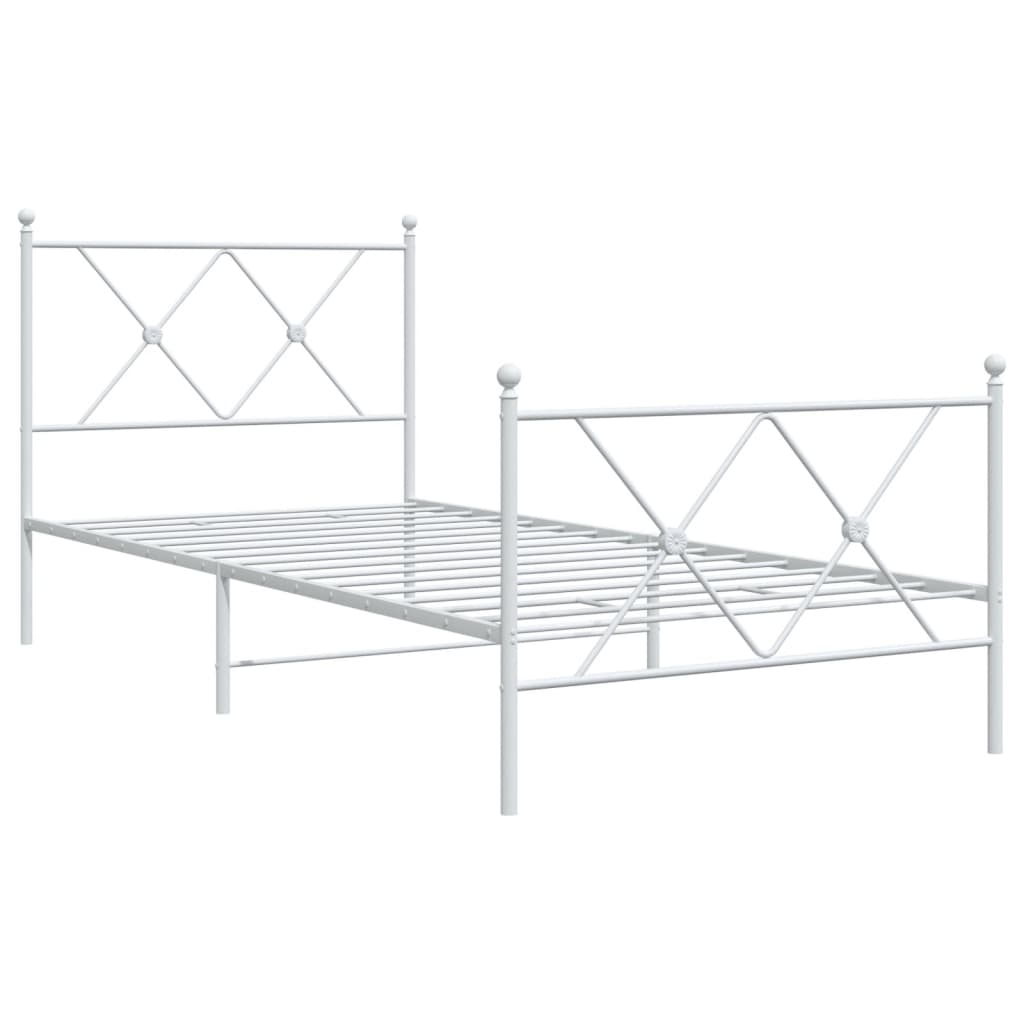 Sengeramme i metall med hode- og fotgavl hvit 90x190 cm