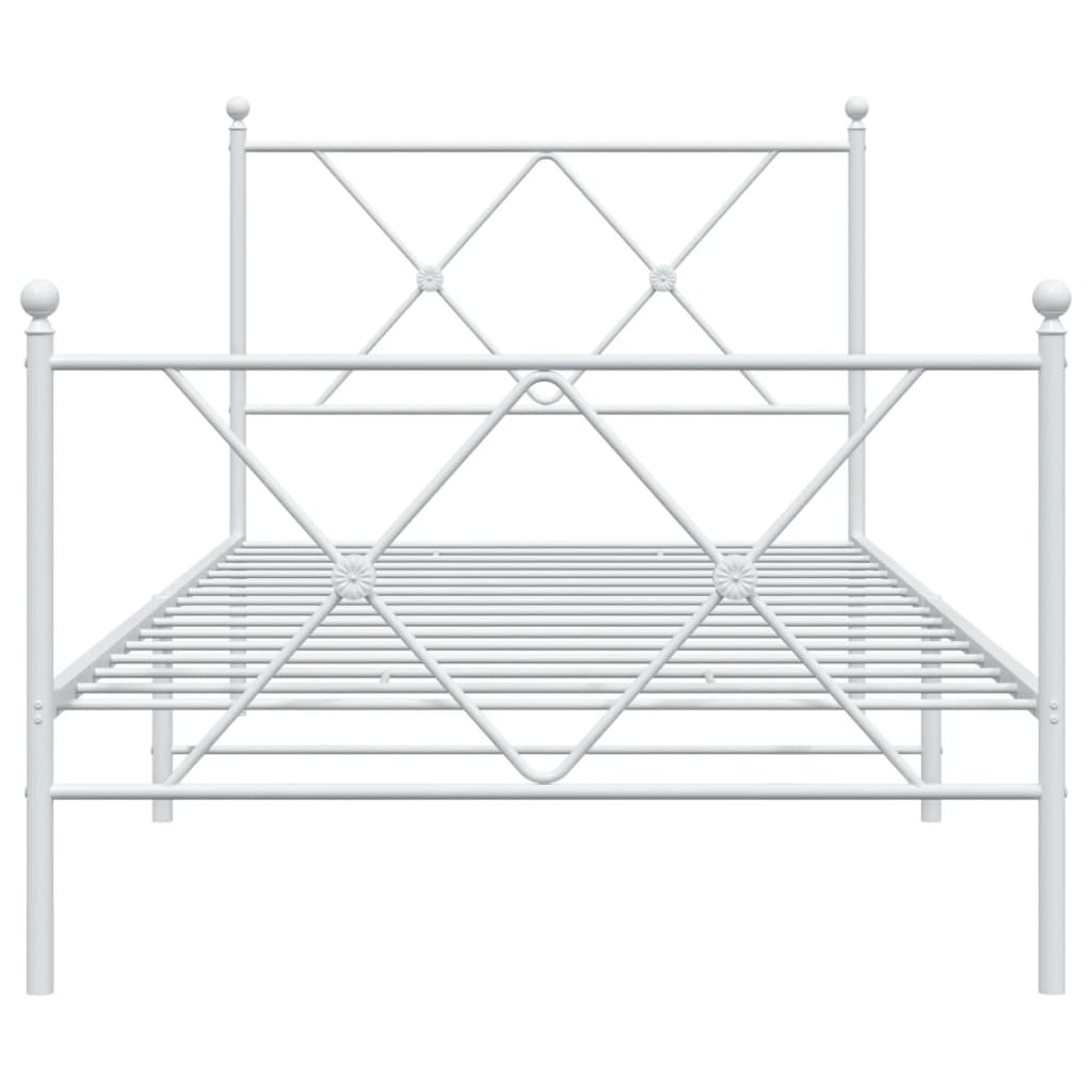 Sengeramme i metall med hode- og fotgavl hvit 90x190 cm