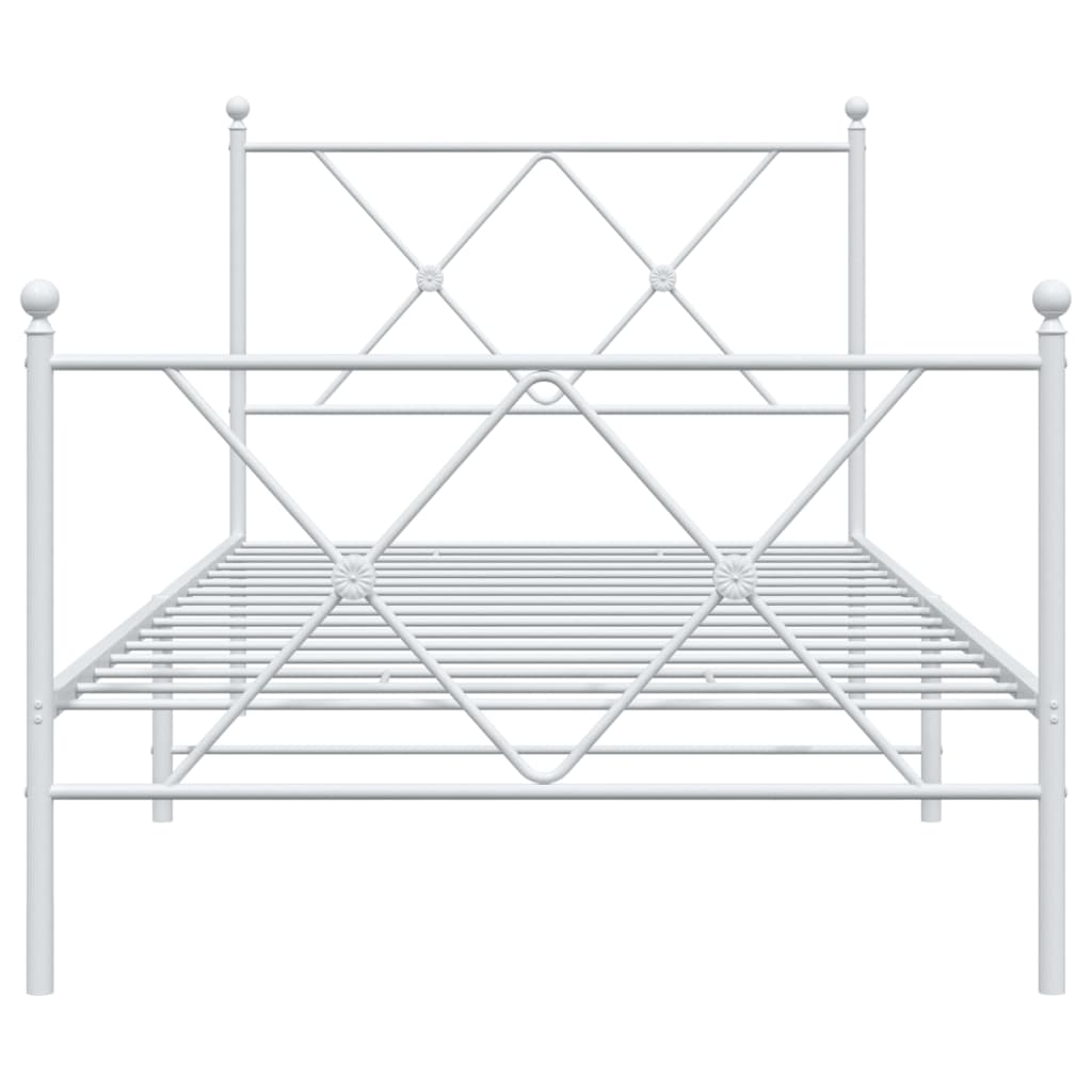 Sengeramme i metall med hode- og fotgavl hvit 90x200 cm