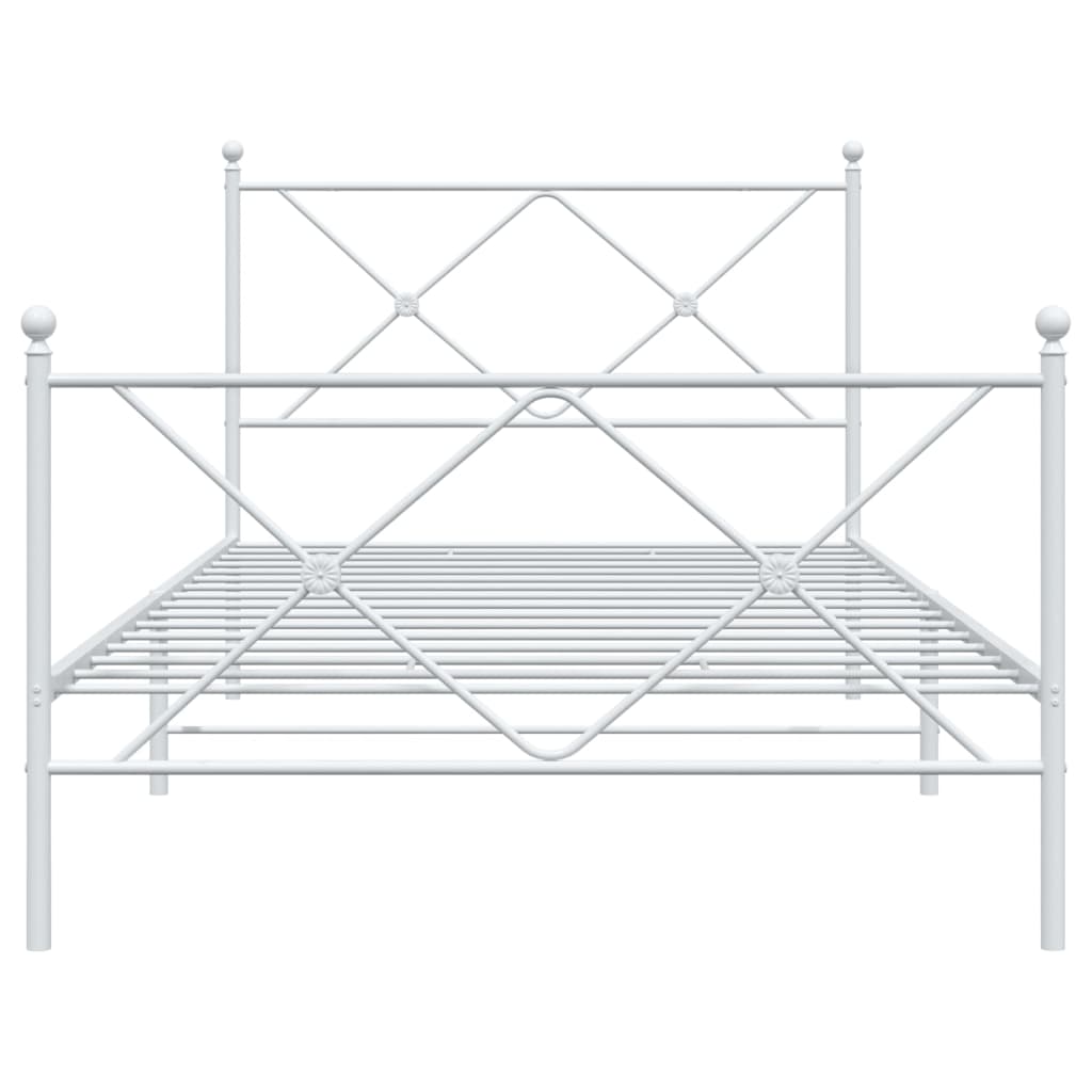 Sengeramme i metall med hode- og fotgavl hvit 100x190 cm