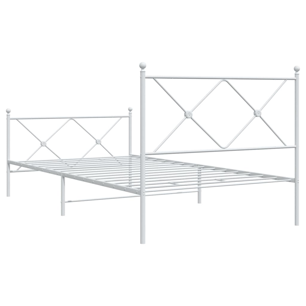 Sengeramme i metall med hode- og fotgavl hvit 107x203 cm