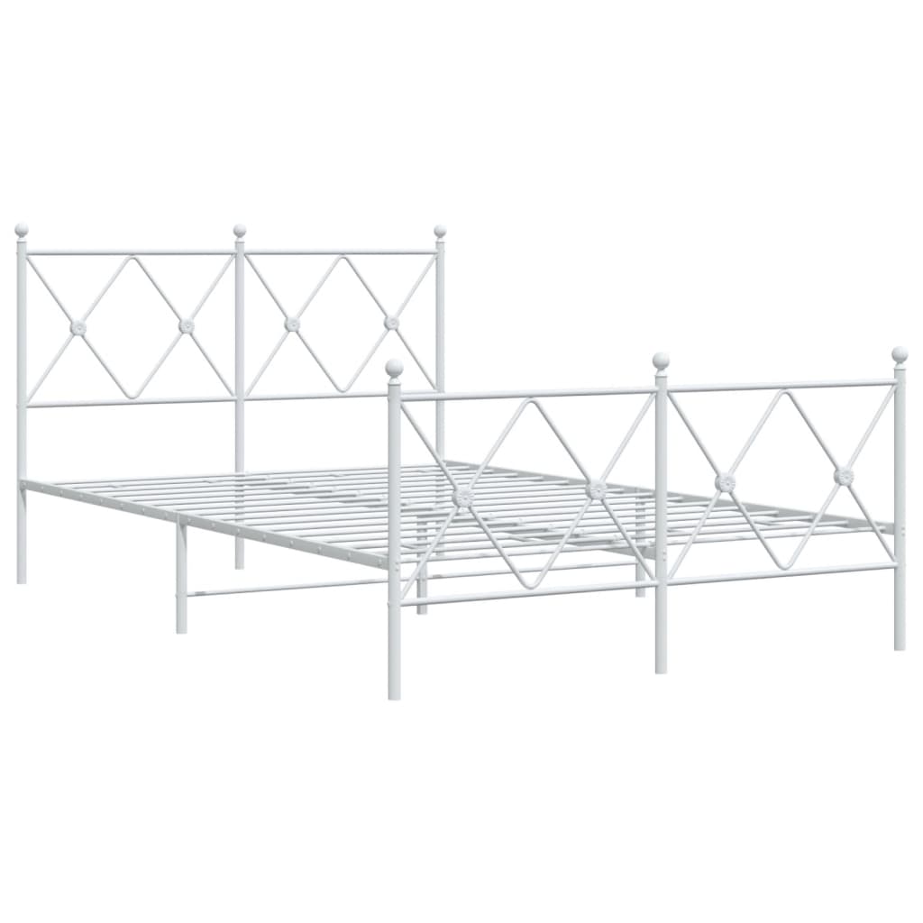 Sengeramme i metall med hode- og fotgavl hvit 120x190 cm