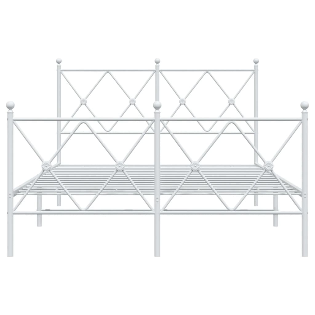 Sengeramme i metall med hode- og fotgavl hvit 120x190 cm